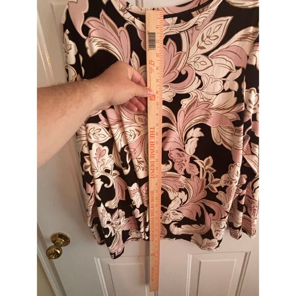 Chico’s Pink Brown Floral Print Stretch Long Sleeve Top Size 3 (XL) - Picture 5 of 9